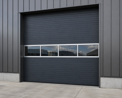 Usa Industriala Sectionala 3985 x 4270 mm Antracit RAL 7016 | Panou 40 mm | Ferestre Panoramice | Actionare cu Lant